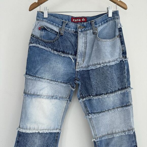 Vintage Zana Di Patchwork Jeans Womens 7 Flared 90s Y2K Boho Hippie Festival - Picture 2 of 13